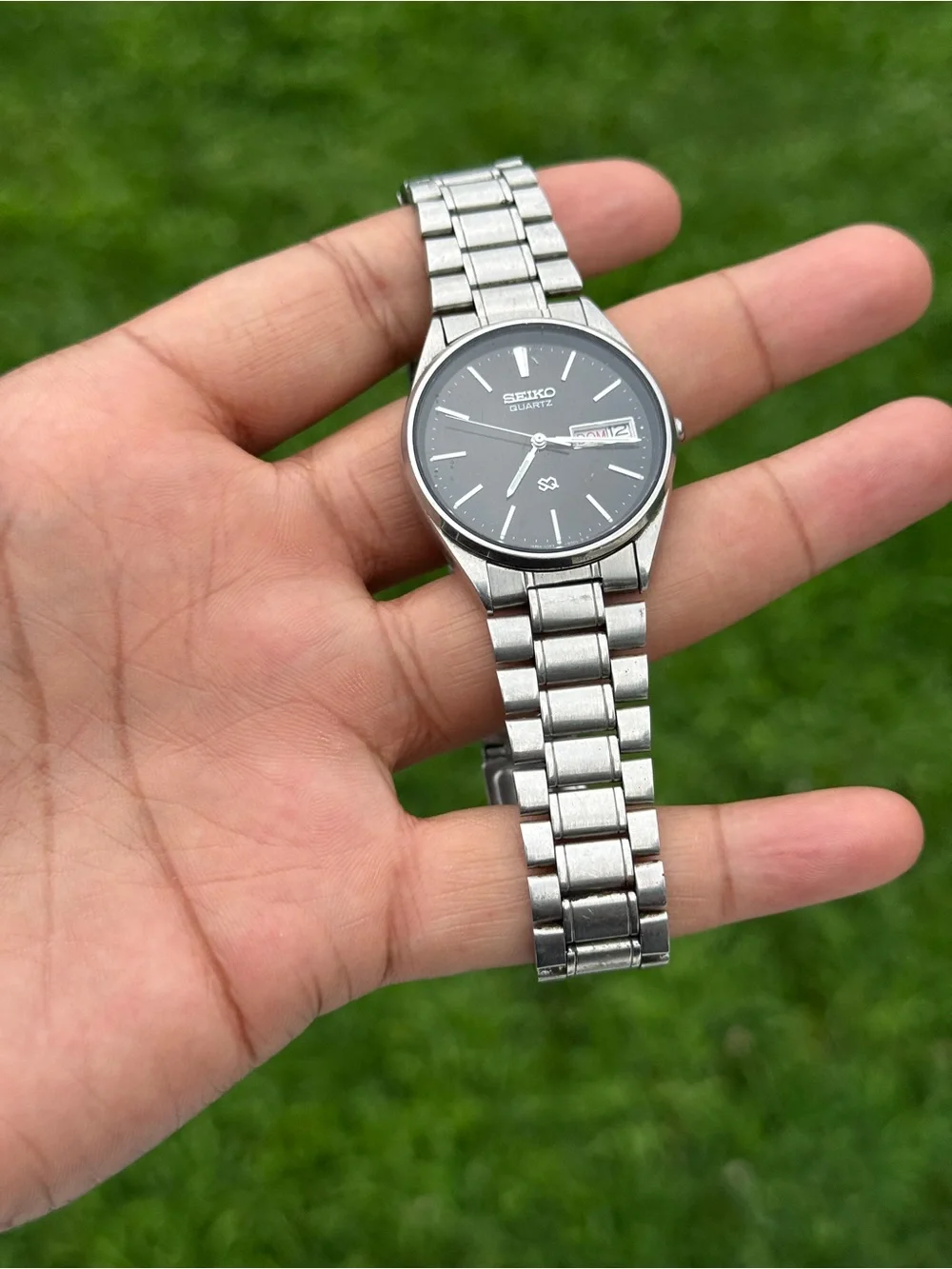 Seiko vintage daydate men’s Stainless Steel Men's Watch - Silver with Black Dial